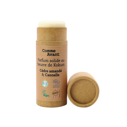 Parfum solide boisé et épicé au beurre de kokum – 1 parfum - 20g / Cèdre amandé & Cannelle
