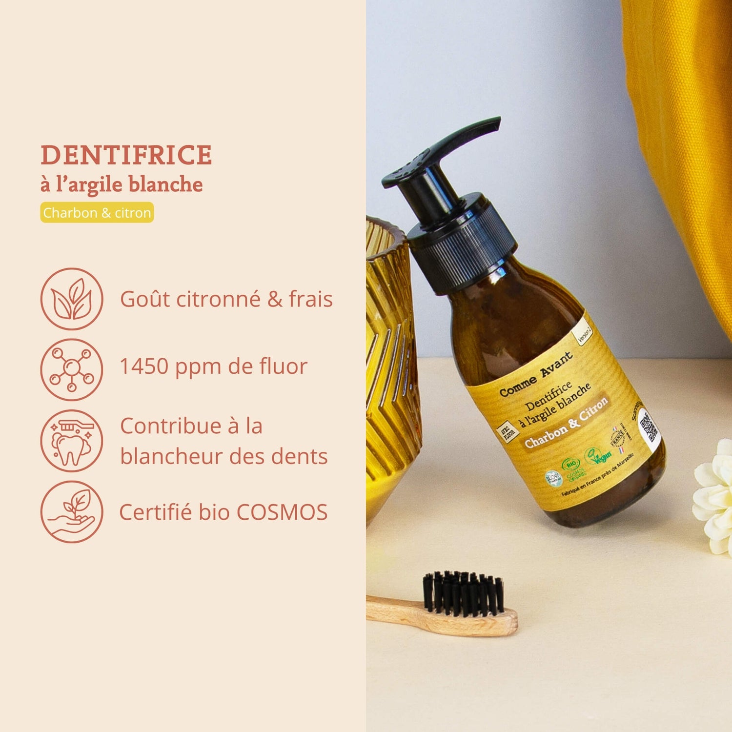 Argument dentifrice citron et charbon comme avant