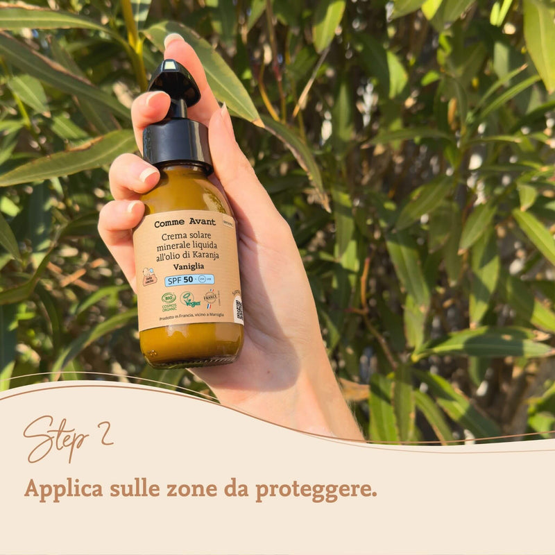 tutorial crema solare SPF50 Comme Avant