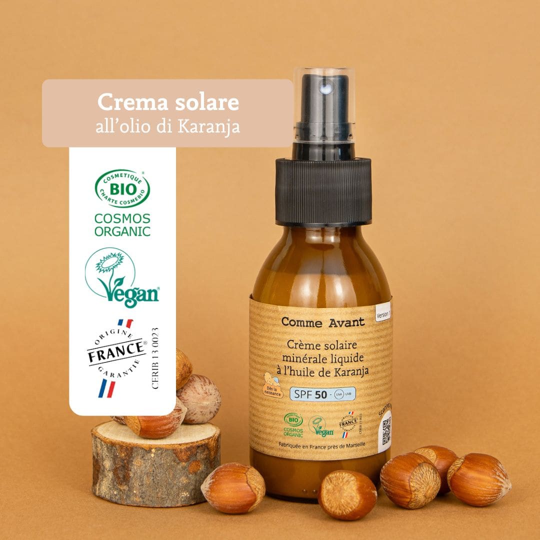Crema solare biologica e naturale all'olio di karanja