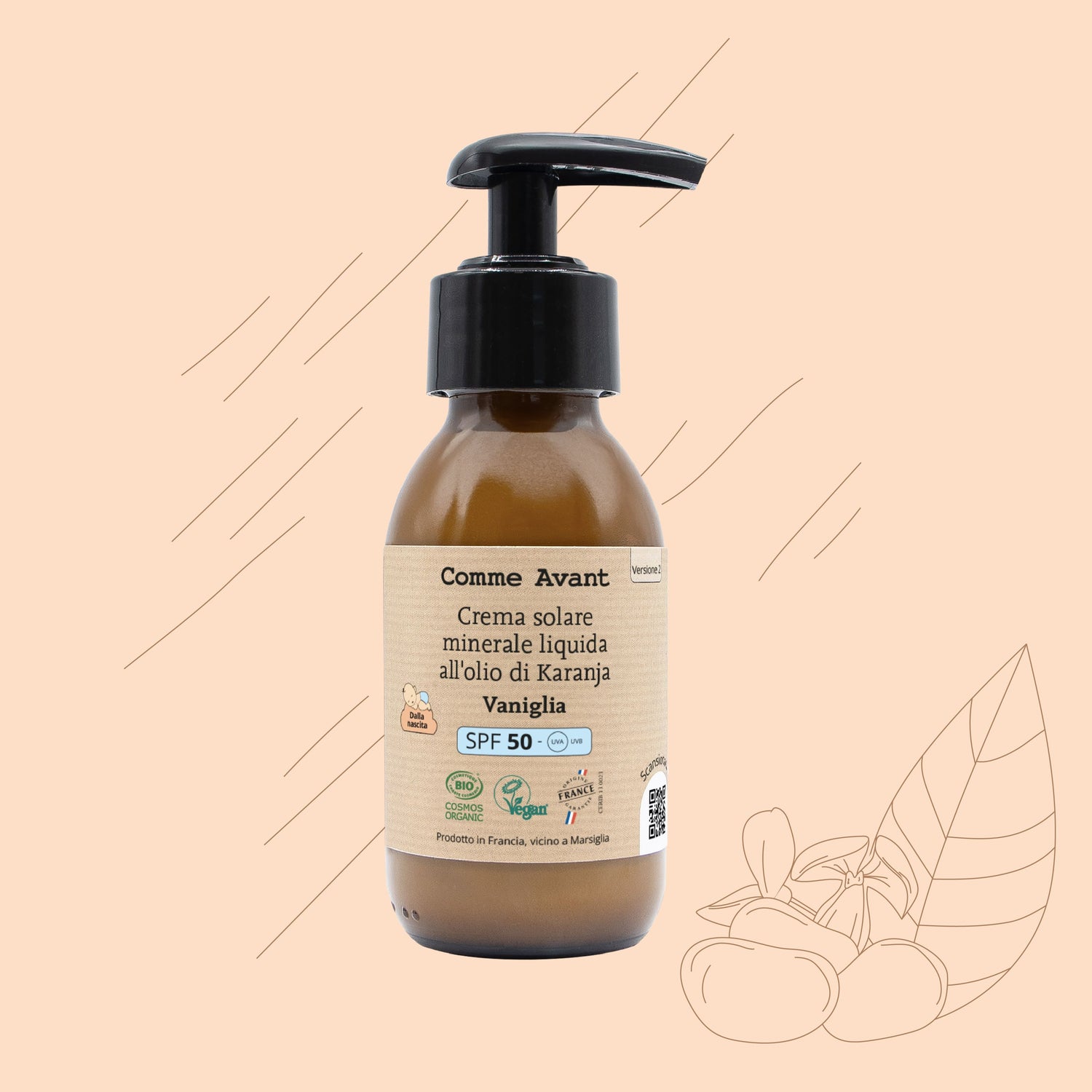 Crema solare SPF 50 alla vaniglia