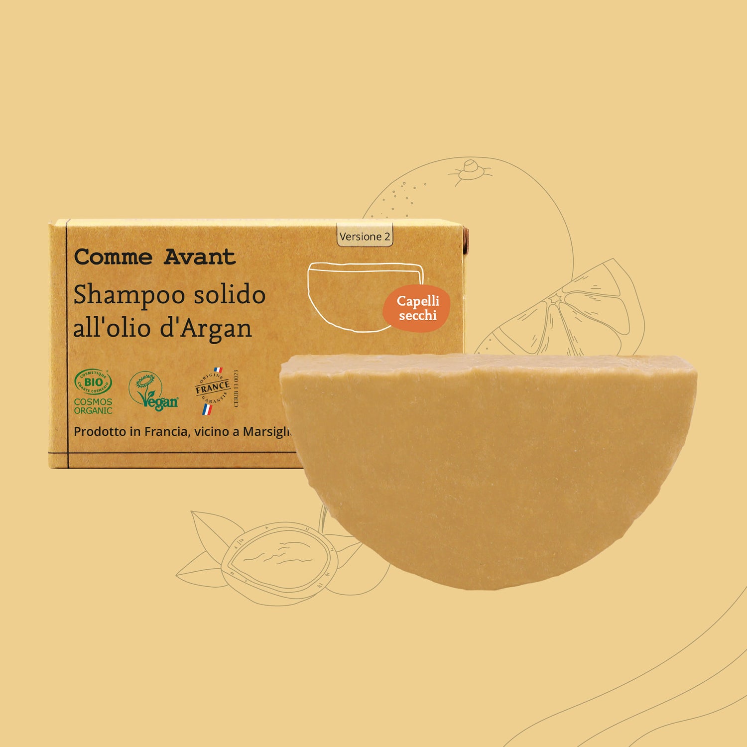 Shampoo solido all'olio d'argan per capelli secchi