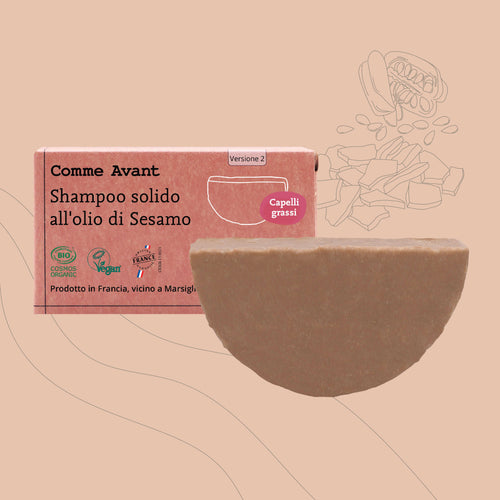 Shampoo solido per capelli grassi con olio di sesamo - Versione 2