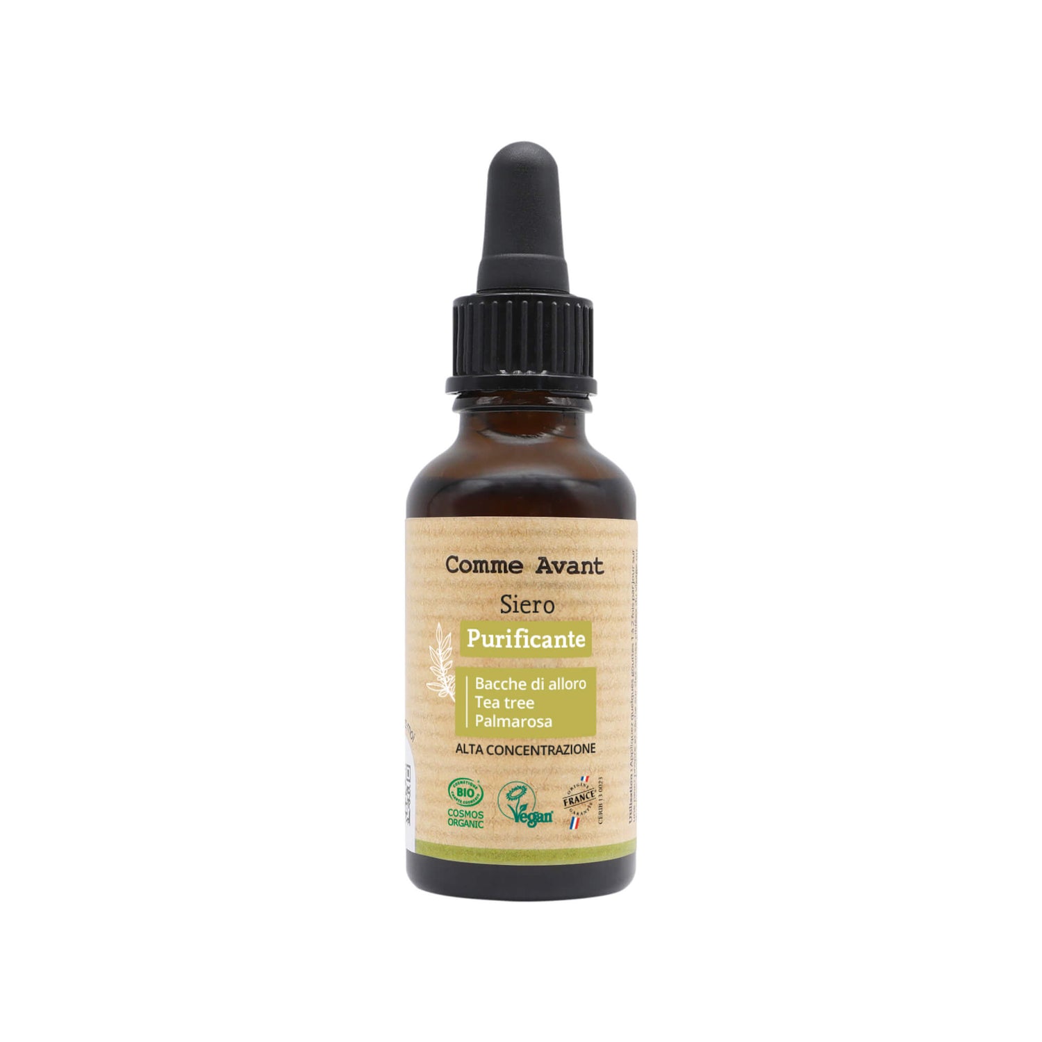 Siero purificante con bacche d'alloro, tea tree e palmarosa