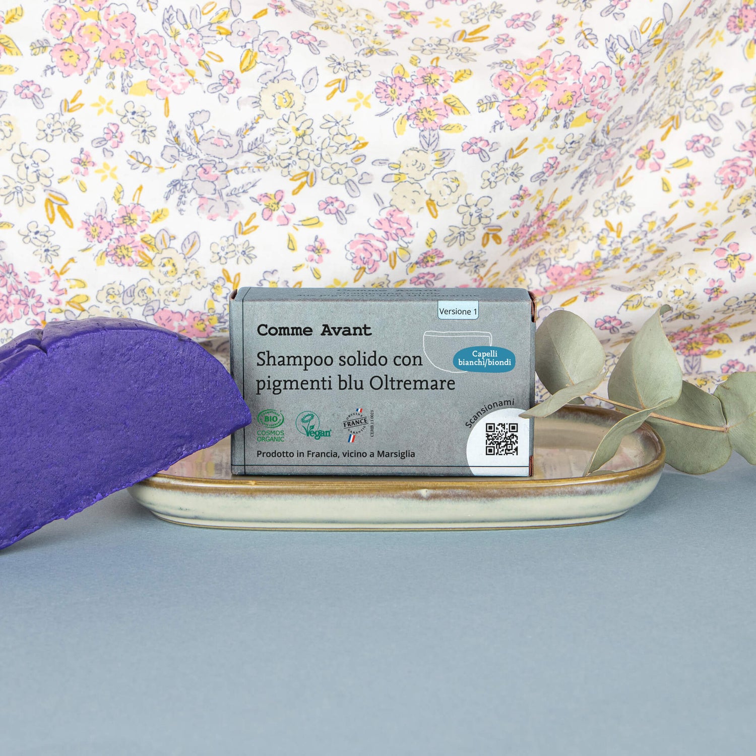Shampoo solido con pigmenti blu Oltremare Comme Avant