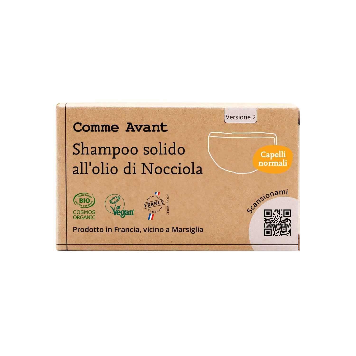 Shampoo solido all'olio di nocciola per capelli normali