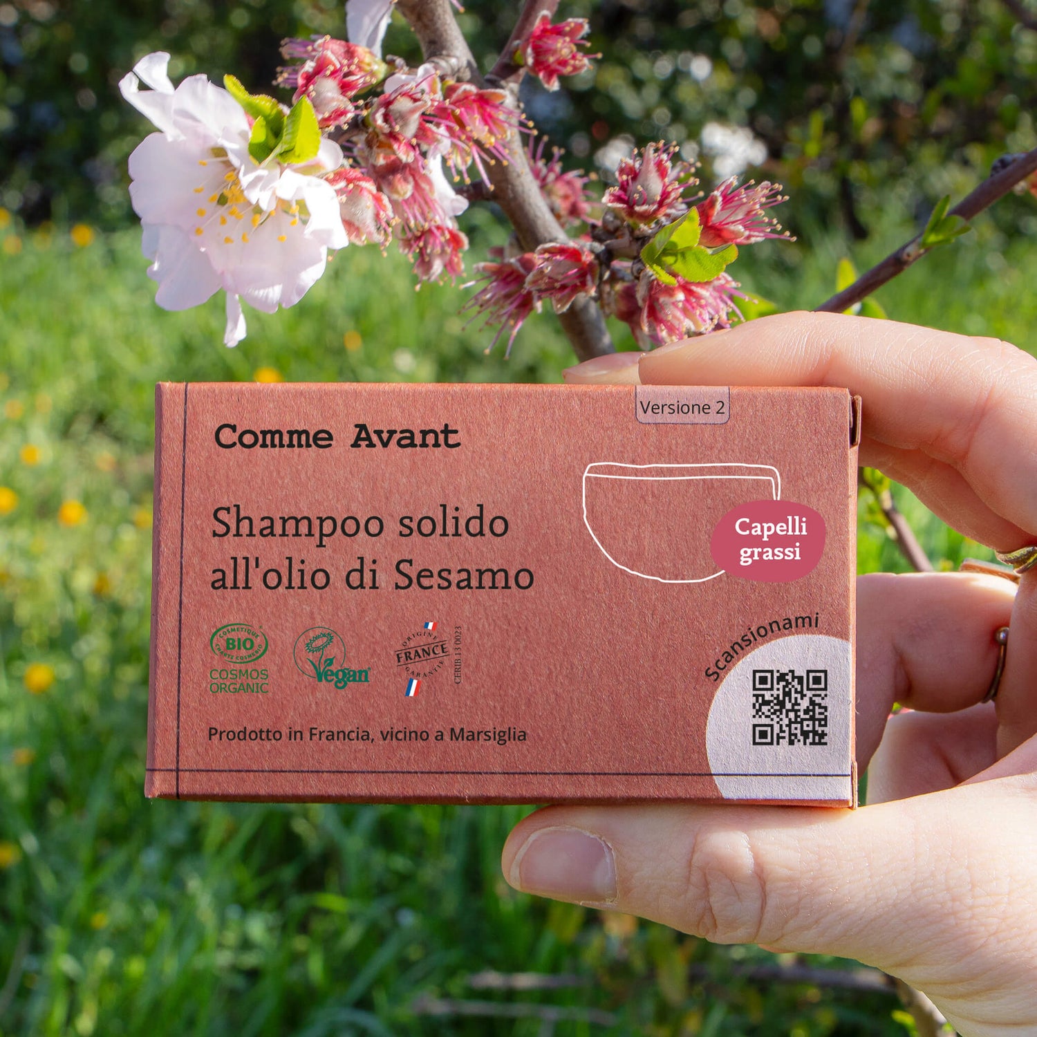 Shampoo solido all'olio di sesamo per capelli grassi