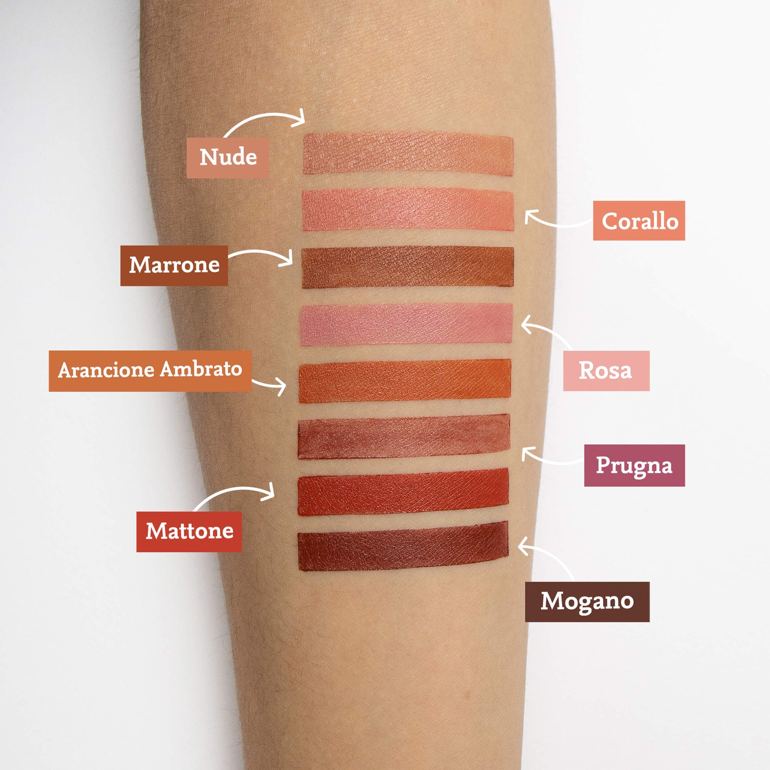 Swatch tonalità di rossetti Comme Avant