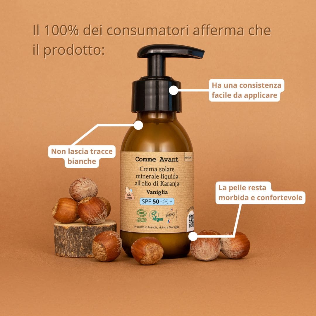 La crema solare di Comme Avant è testata dermatologicamente