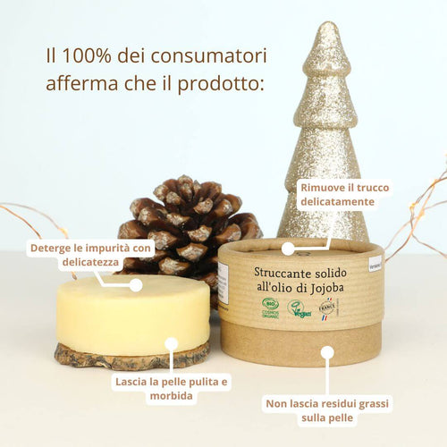 Struccante solido all'olio di jojoba che lascia la pelle pulita e morbida