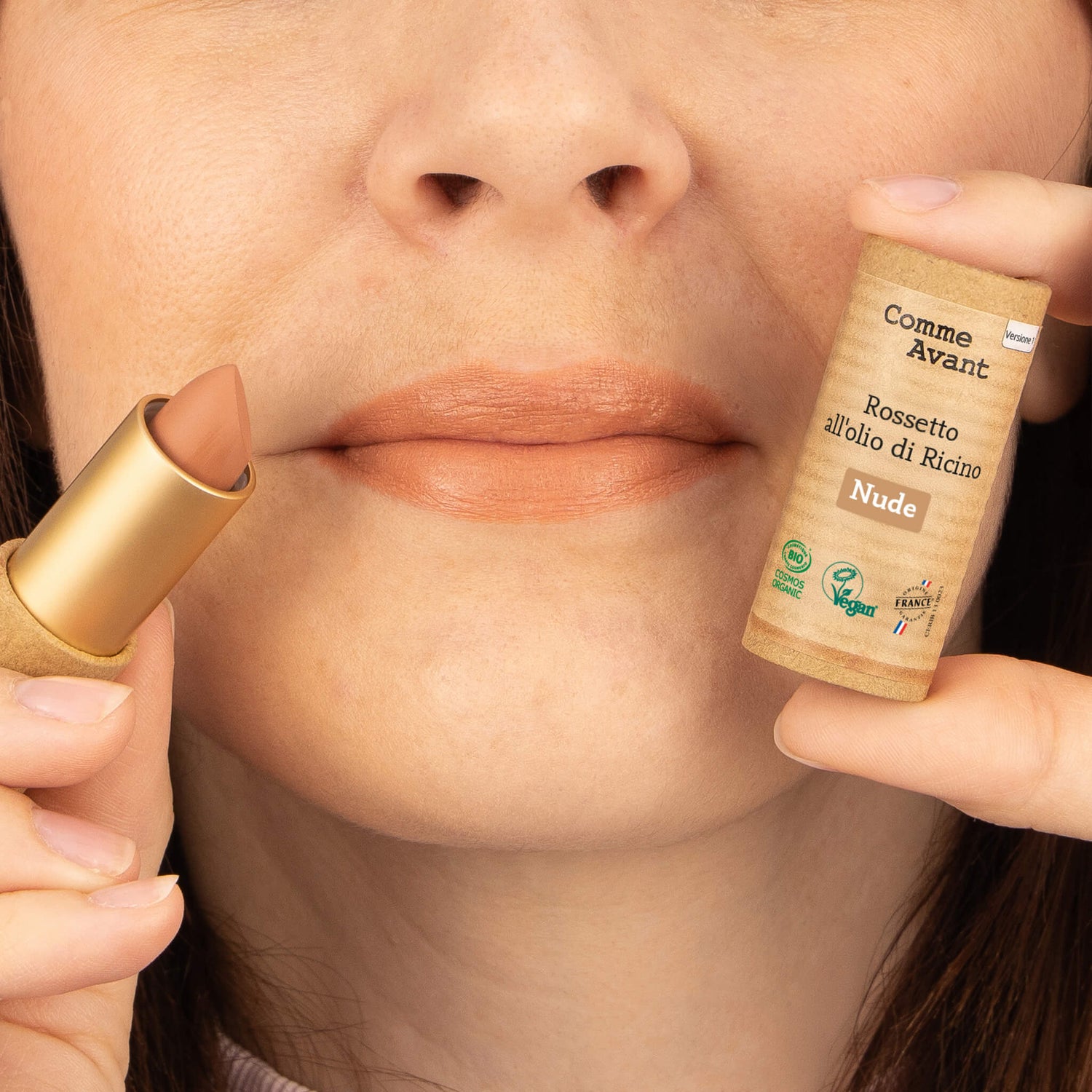 Rossetto biologico all'olio di ricino colorazione nude