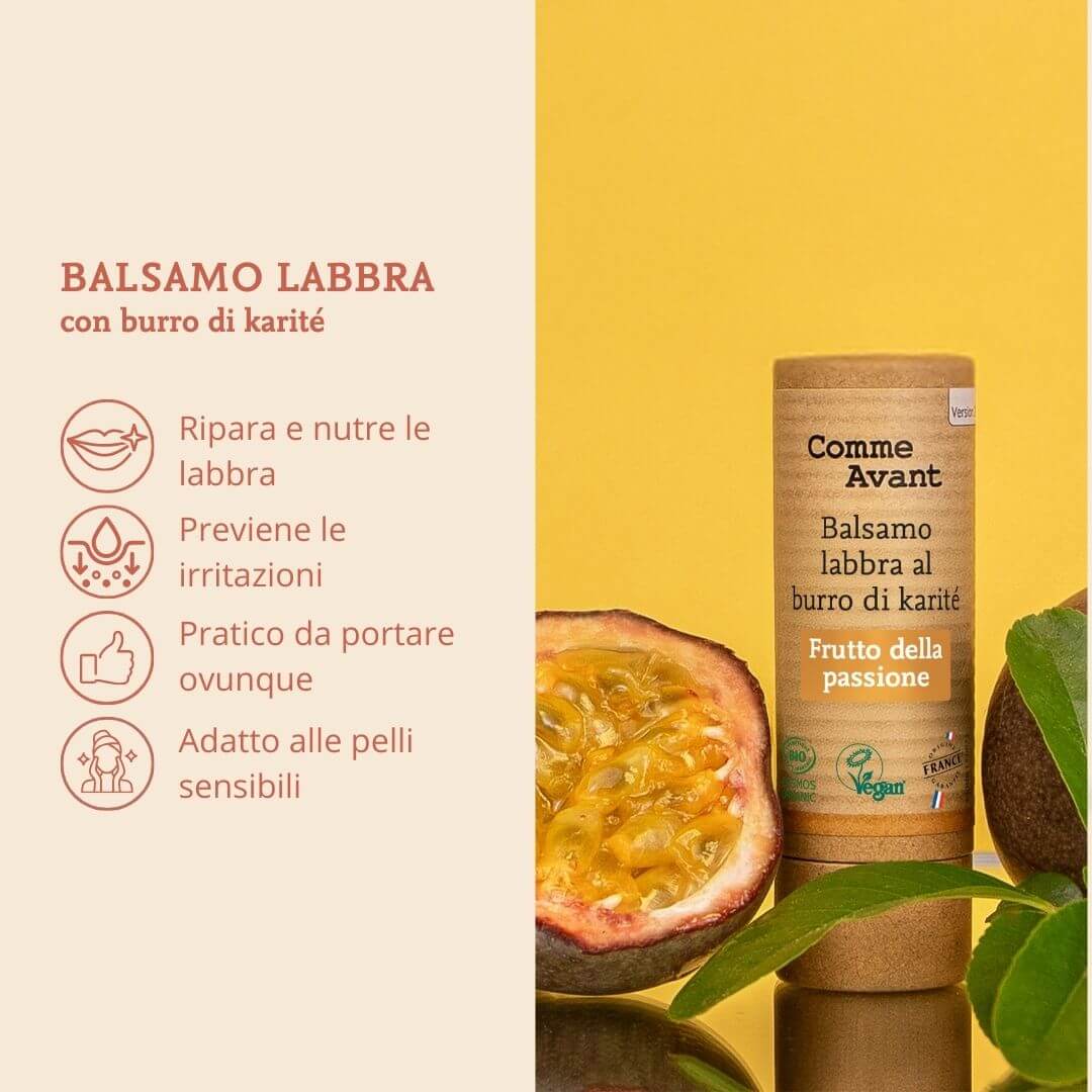 Benefici del balsamo labbra al burro di karité Comme Avant