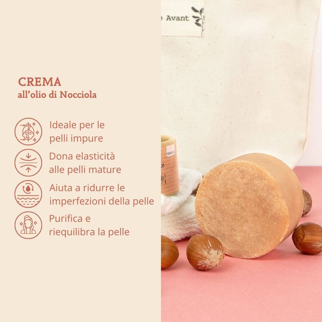 Crema solida per pelli impure con olio di nocciola