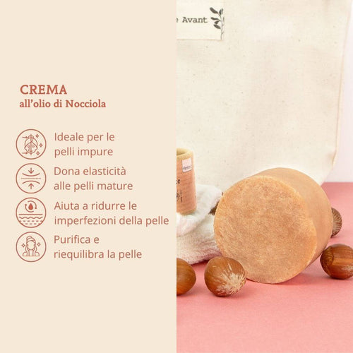 Crema solida per pelli impure con olio di nocciola