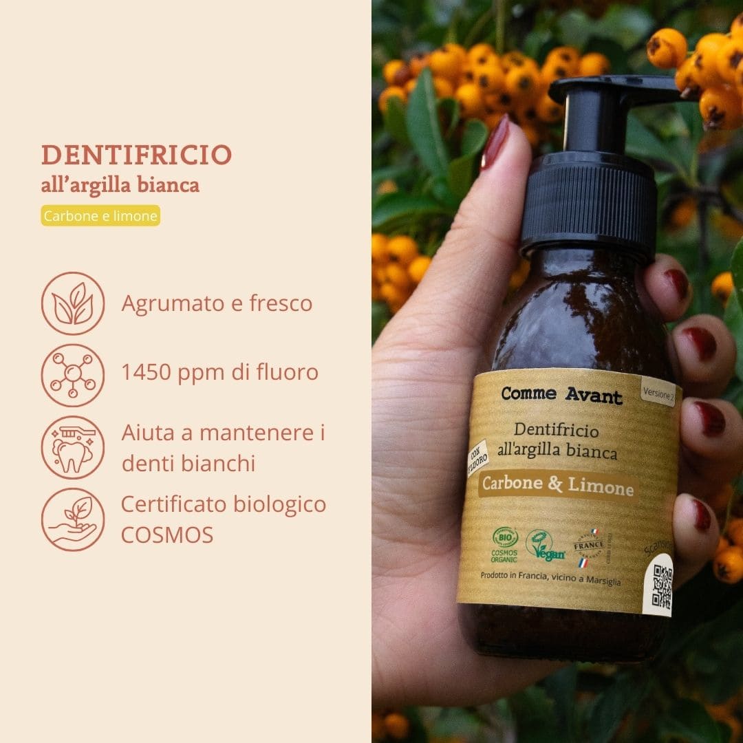 Dentifricio agrumato e fresco che aiuta a mantenere i denti bianchi