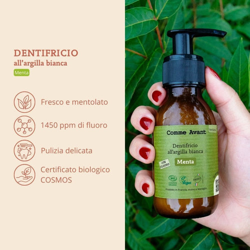 Dentifricio fresco e mentolato per una pulizia dei denti delicata ed efficace