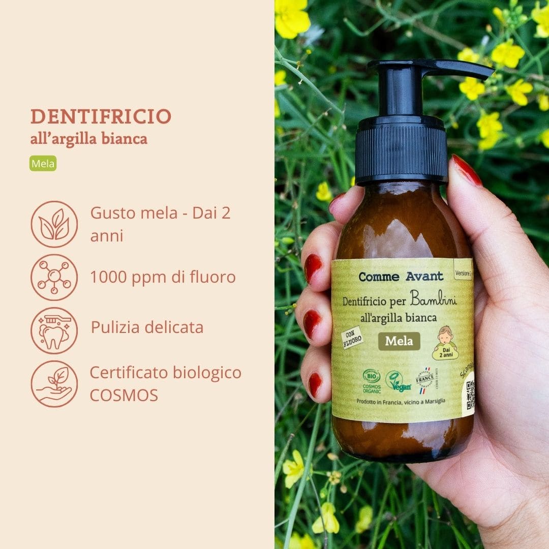 Dentifricio all'argilla bianca per una pulizia delicata dei denti dei bambini