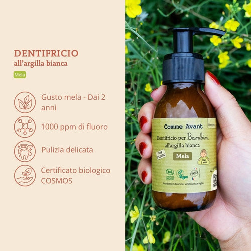 Dentifricio all'argilla bianca per una pulizia delicata dei denti dei bambini