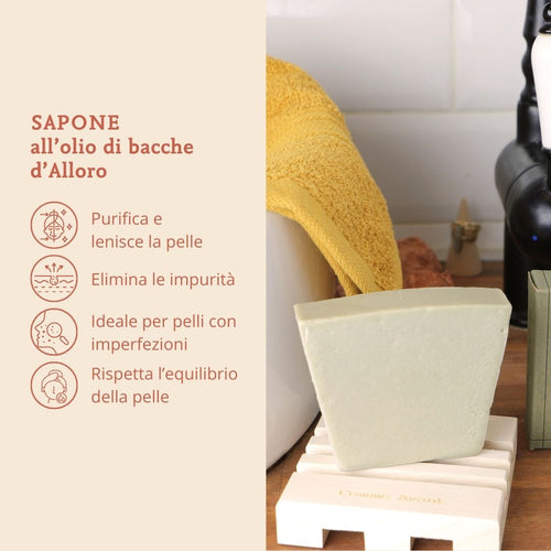 Sapone all'olio di bacche d'alloro per pelli impure