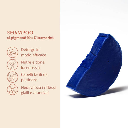 Shampoo blu che neutralizza i riflessi gialli