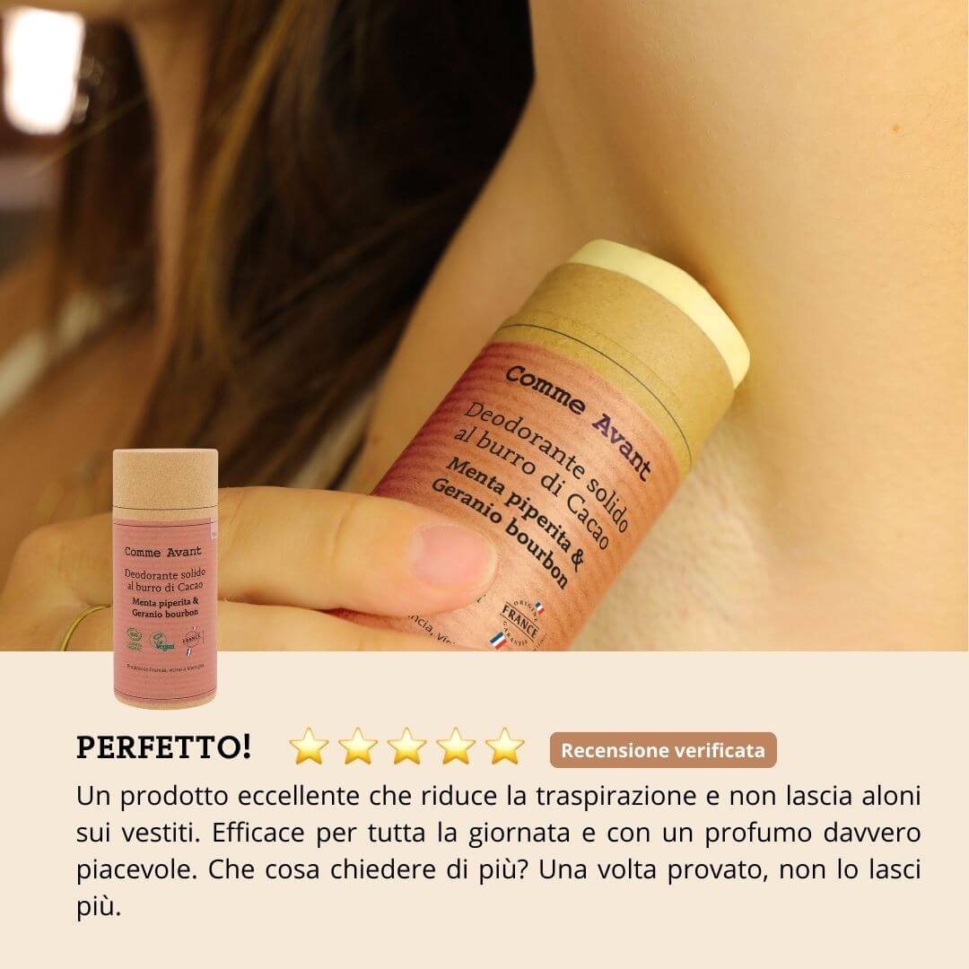 Recension del deodorante solido al burro di cacao Comme Avant