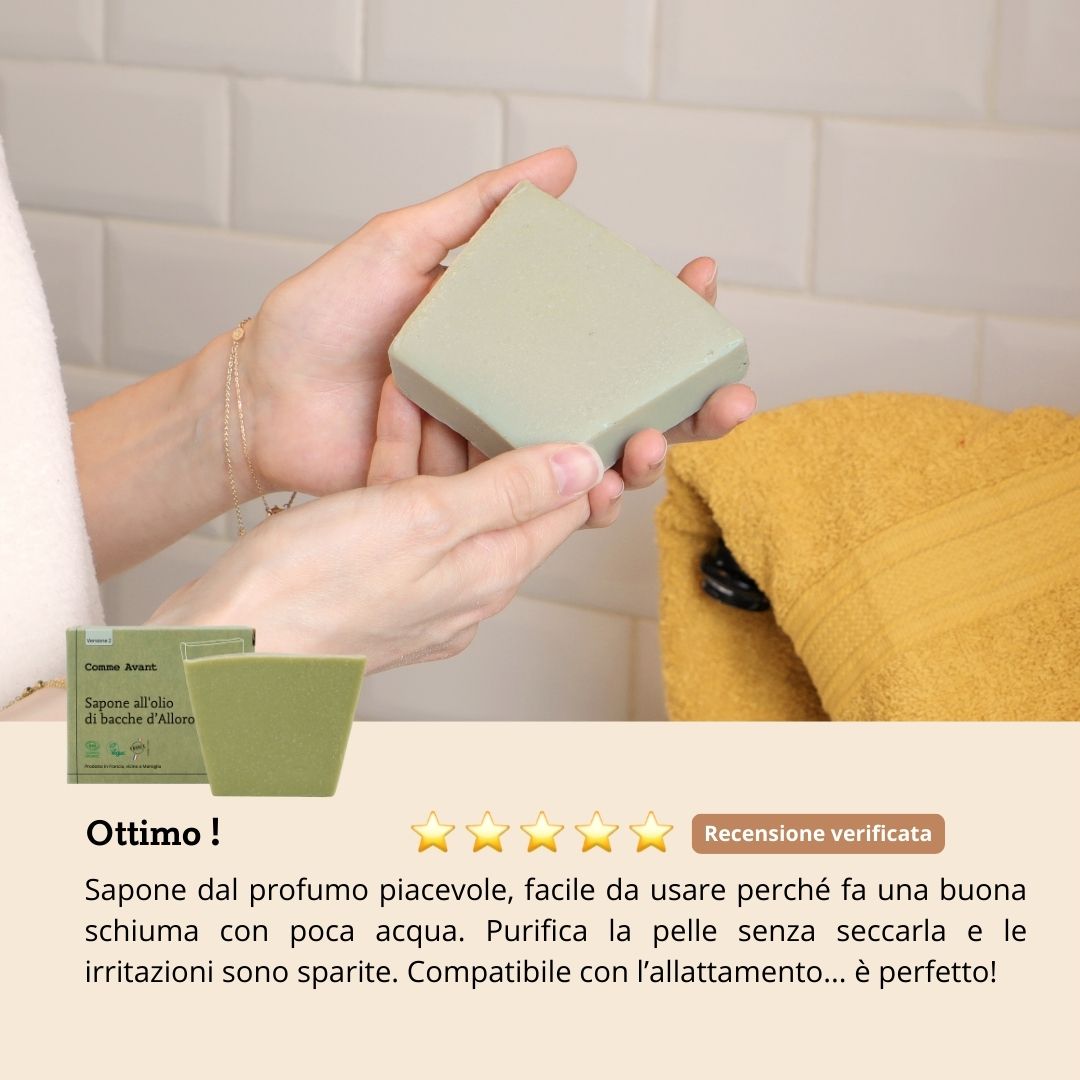 Recensione del sapone delicato all'olio di bacche d'alloro