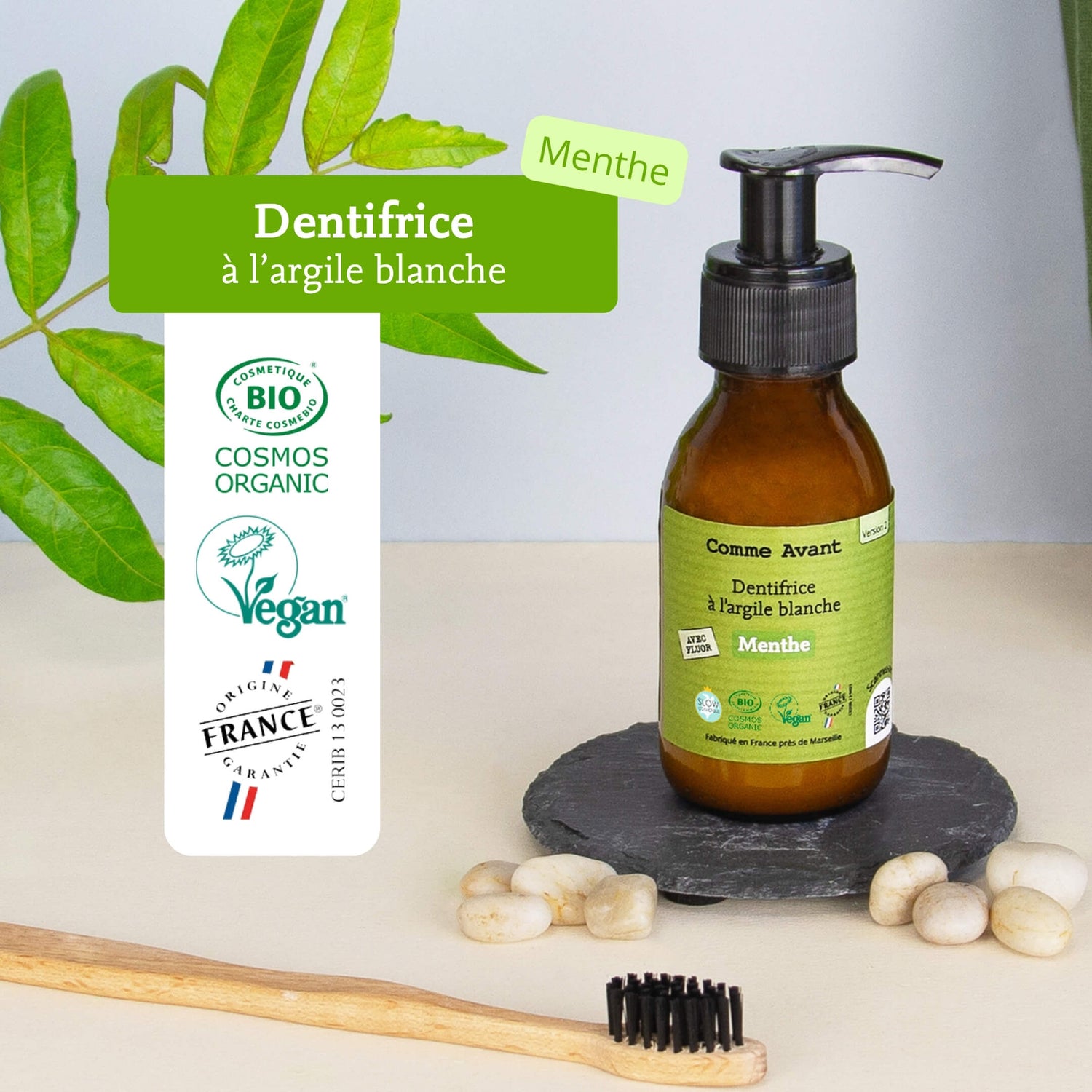 Label dentifrice menthe comme avant