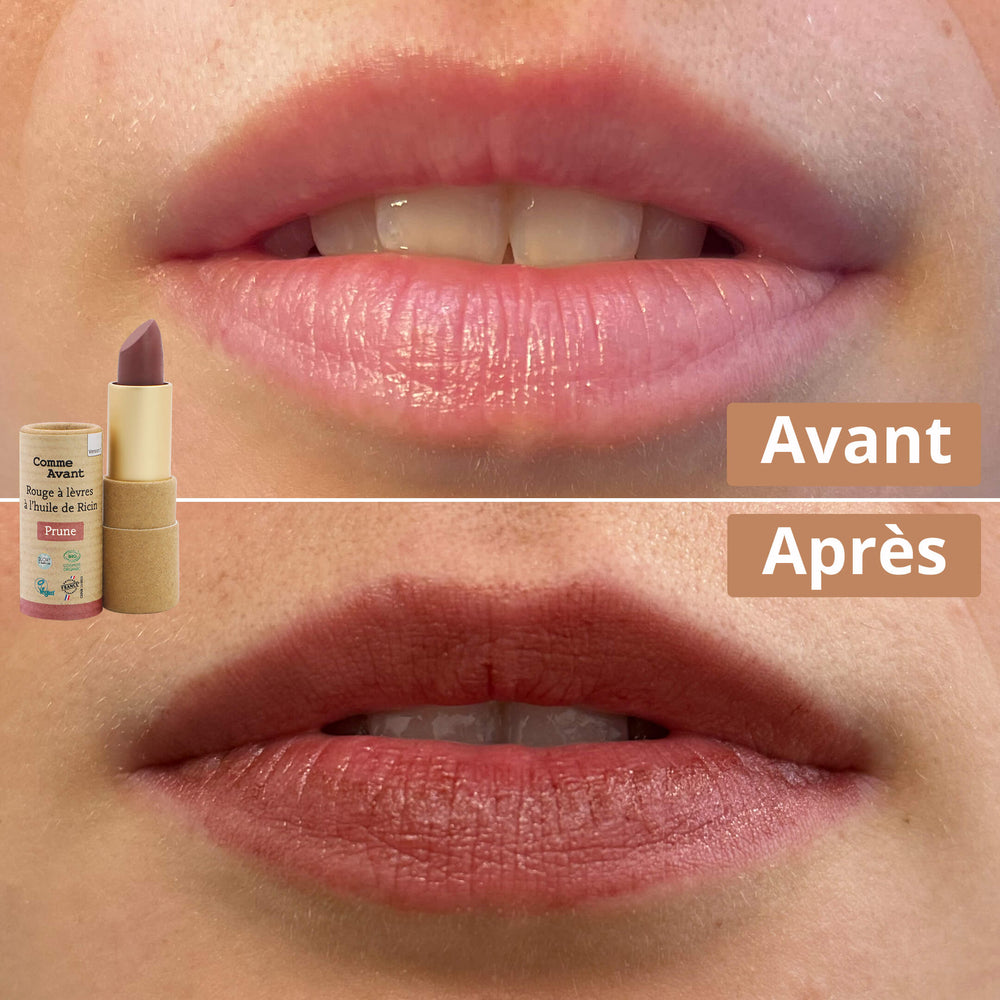 Rouge à lèvres prune avant après comme avant 
