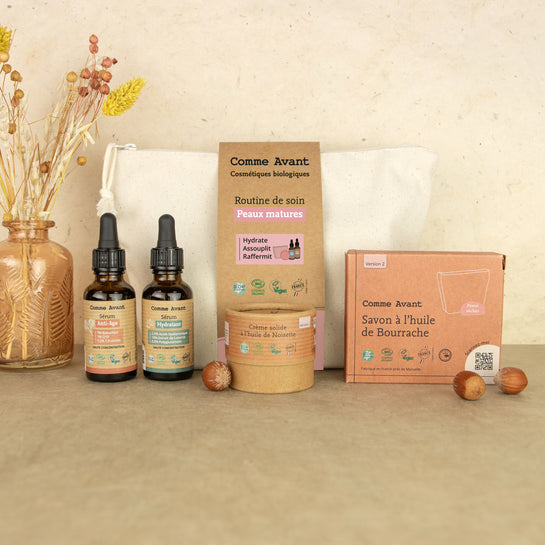 Routine de soin peaux matures avec 4 produits comme avant