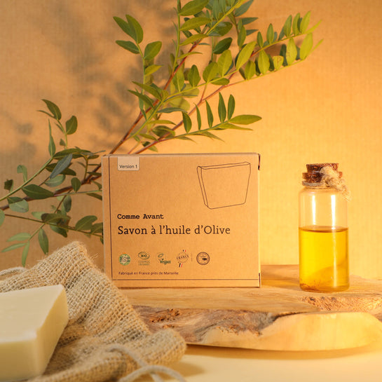 Savon à l'huile d'olive saponifié à froid et fabriqué près de Marseille Comme Avant