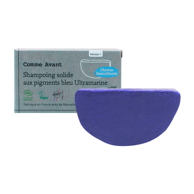 Shampoo solido per capelli biondo chiaro con pigmenti blu oltremare - Versione 1