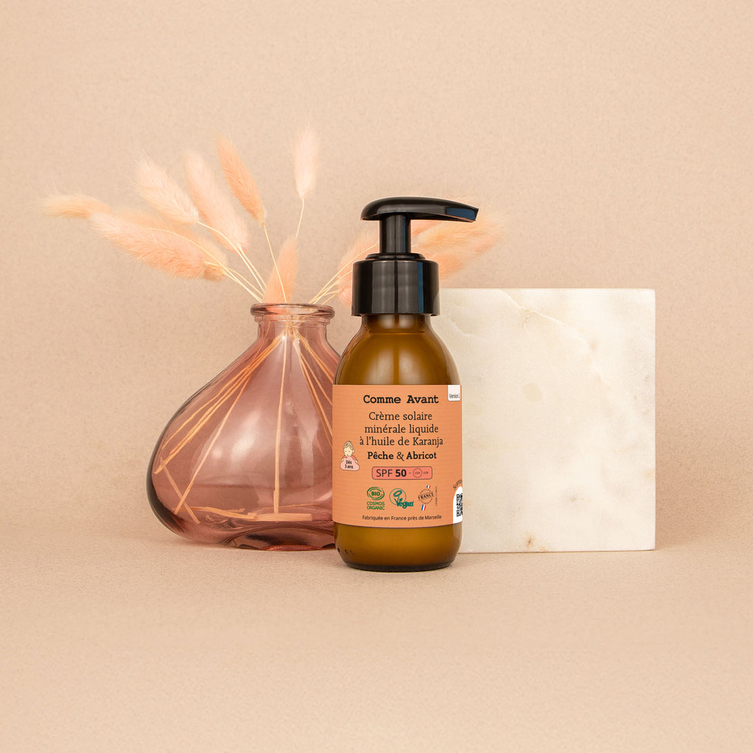 creme solaire liquide spf50 peche abricot comme avant